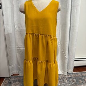 Yellow Sleeveless Tiered Dress
